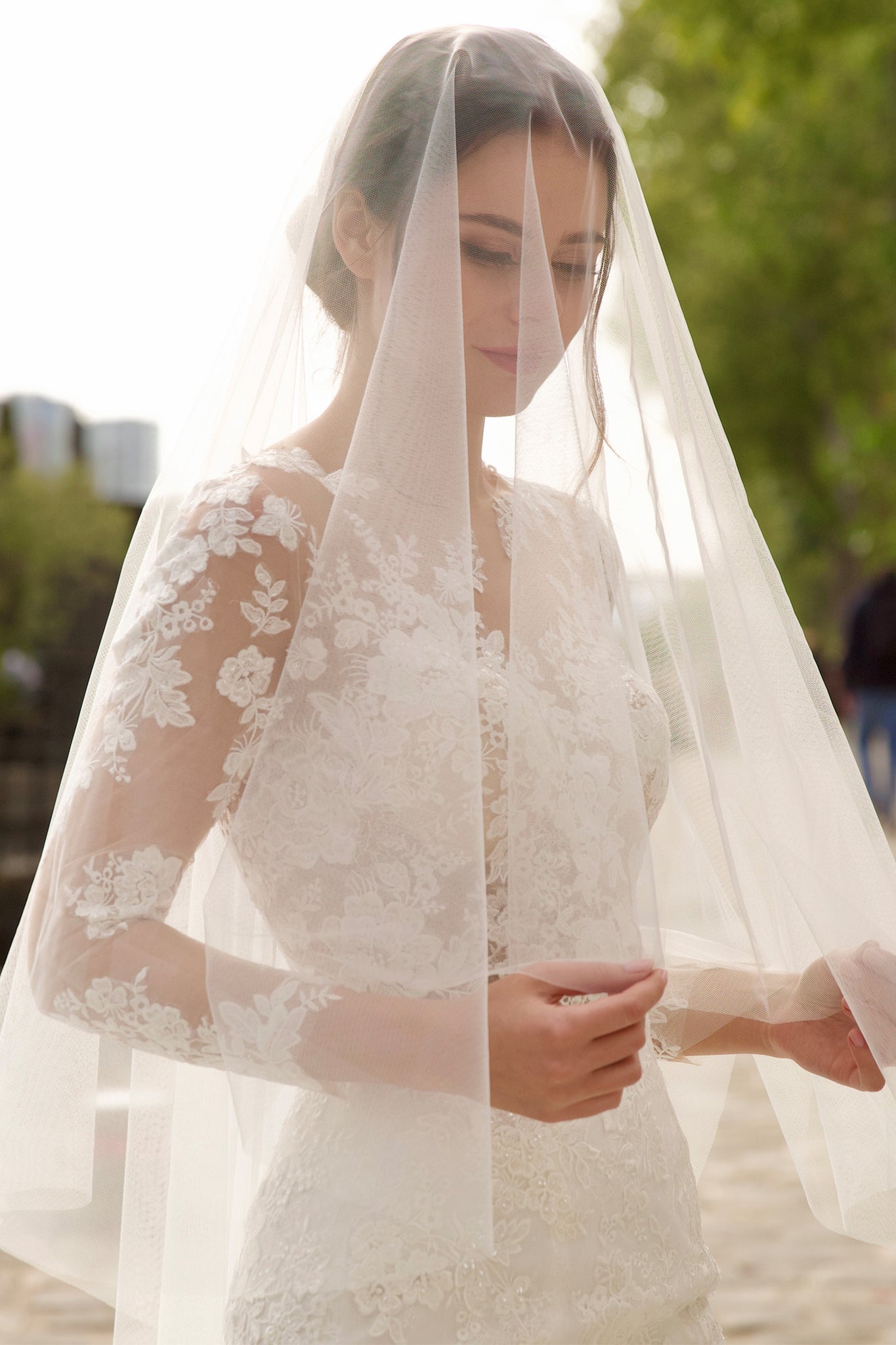 2 Layers face covering tulle veil